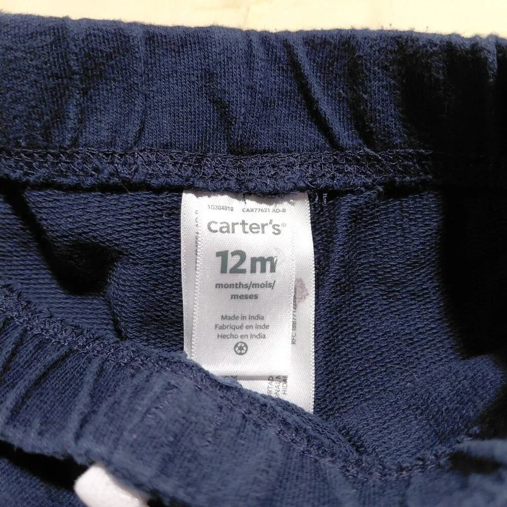 Two Piece 12M Carter's Navy Jogger plus Crop Snap-Up Cardigan Spring Yellow